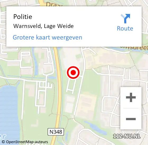 Locatie op kaart van de 112 melding: Politie Warnsveld, Lage Weide op 3 september 2022 11:13