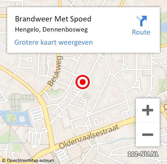 Locatie op kaart van de 112 melding: Brandweer Met Spoed Naar Hengelo, Dennenbosweg op 3 september 2022 12:20