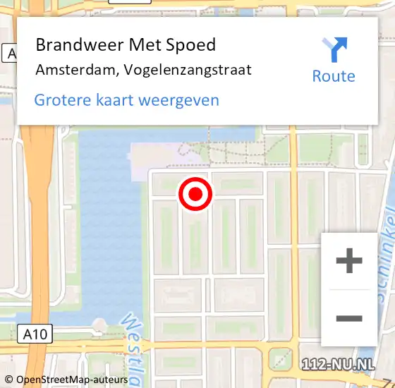 Locatie op kaart van de 112 melding: Brandweer Met Spoed Naar Amsterdam, Vogelenzangstraat op 3 september 2022 12:37
