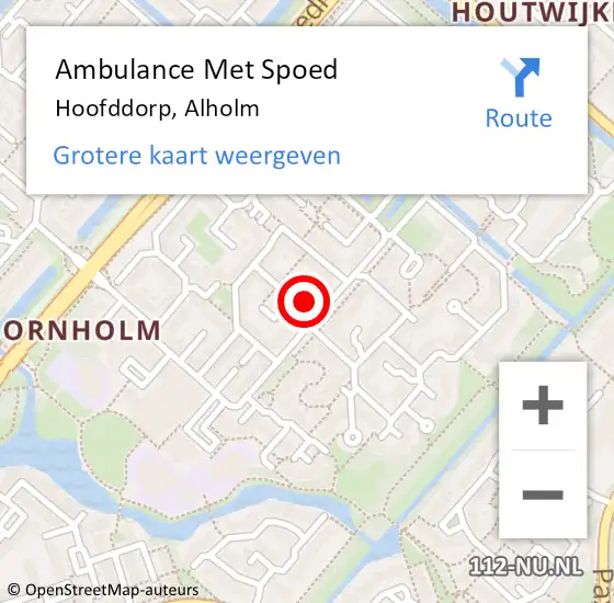 Locatie op kaart van de 112 melding: Ambulance Met Spoed Naar Hoofddorp, Alholm op 3 september 2022 13:07