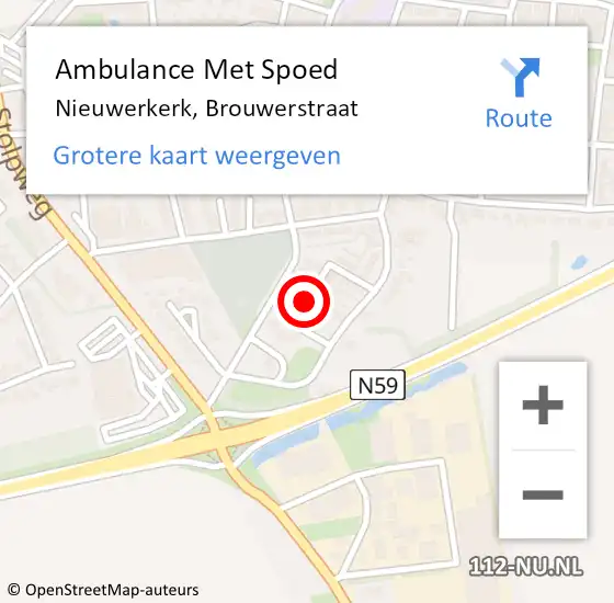 Locatie op kaart van de 112 melding: Ambulance Met Spoed Naar Nieuwerkerk, Brouwerstraat op 28 juli 2014 12:49