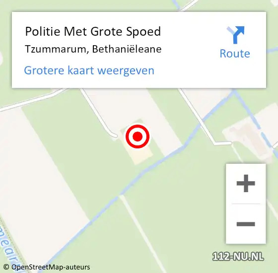 Locatie op kaart van de 112 melding: Politie Met Grote Spoed Naar Tzummarum, Bethaniëleane op 3 september 2022 15:32