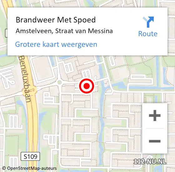 Locatie op kaart van de 112 melding: Brandweer Met Spoed Naar Amstelveen, Straat van Messina op 3 september 2022 15:46