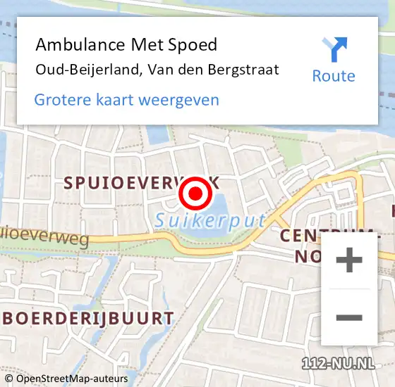 Locatie op kaart van de 112 melding: Ambulance Met Spoed Naar Oud-Beijerland, Van den Bergstraat op 3 september 2022 16:08