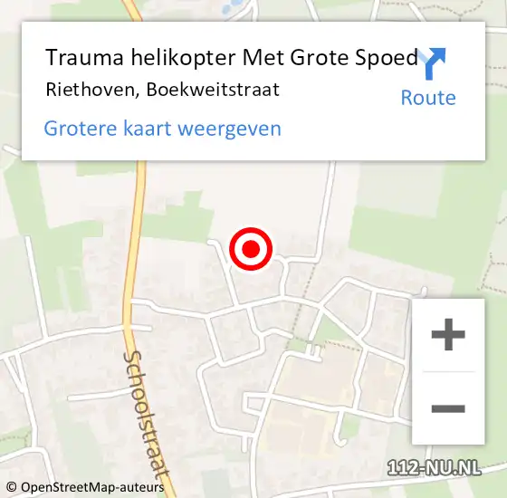 Locatie op kaart van de 112 melding: Trauma helikopter Met Grote Spoed Naar Riethoven, Boekweitstraat op 3 september 2022 17:30