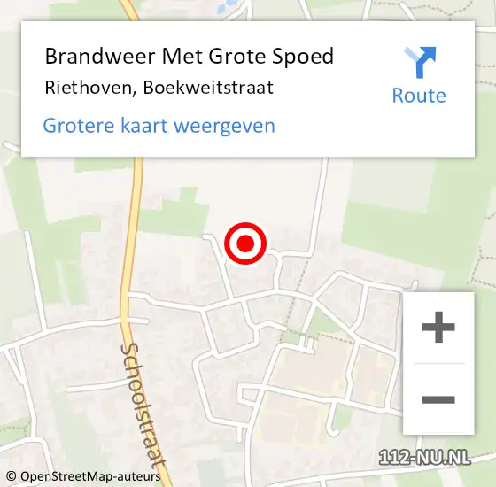 Locatie op kaart van de 112 melding: Brandweer Met Grote Spoed Naar Riethoven, Boekweitstraat op 3 september 2022 17:31