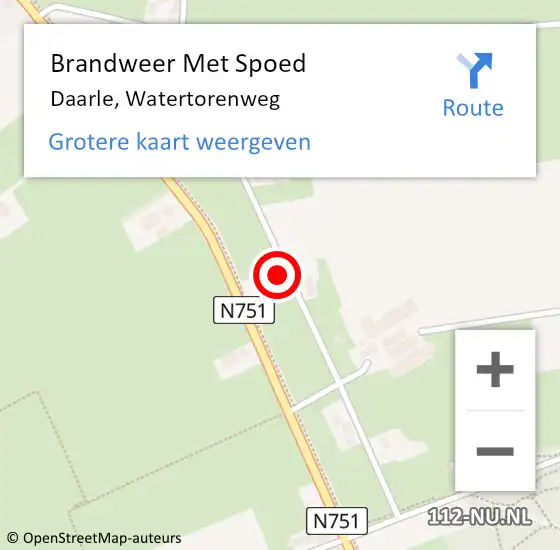 Locatie op kaart van de 112 melding: Brandweer Met Spoed Naar Daarle, Watertorenweg op 3 september 2022 19:29