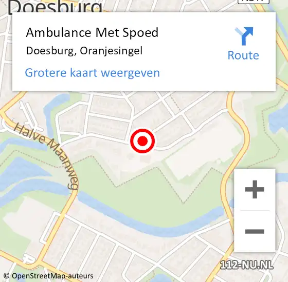 Locatie op kaart van de 112 melding: Ambulance Met Spoed Naar Doesburg, Oranjesingel op 3 september 2022 20:56