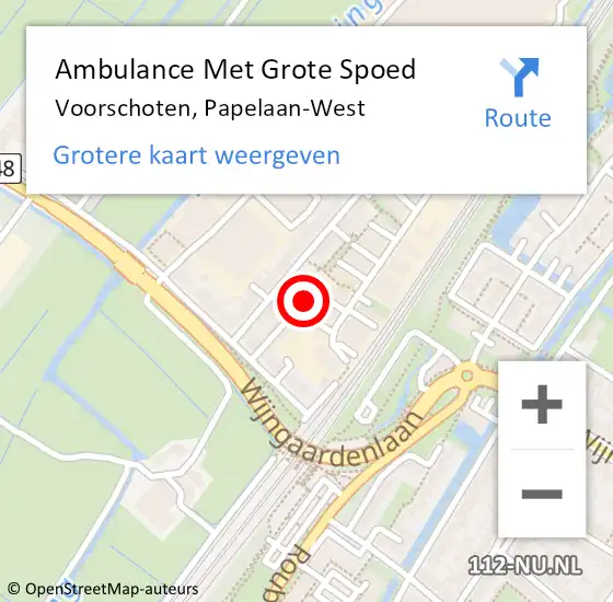 Locatie op kaart van de 112 melding: Ambulance Met Grote Spoed Naar Voorschoten, Papelaan-West op 3 september 2022 21:59