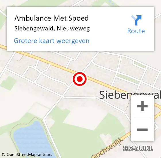 Locatie op kaart van de 112 melding: Ambulance Met Spoed Naar Siebengewald, Nieuweweg op 4 september 2022 00:34