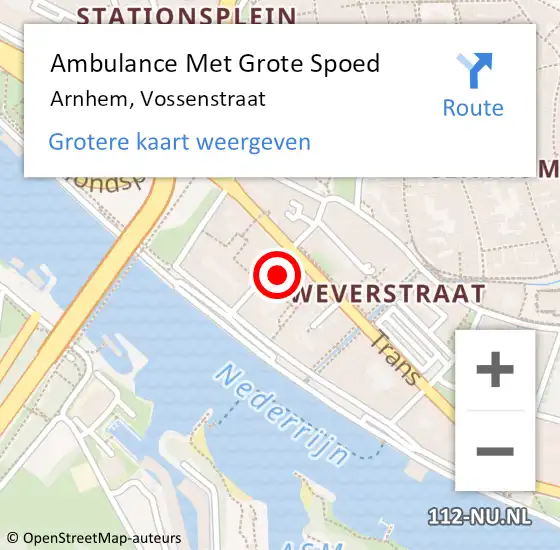 Locatie op kaart van de 112 melding: Ambulance Met Grote Spoed Naar Arnhem, Vossenstraat op 4 september 2022 09:53