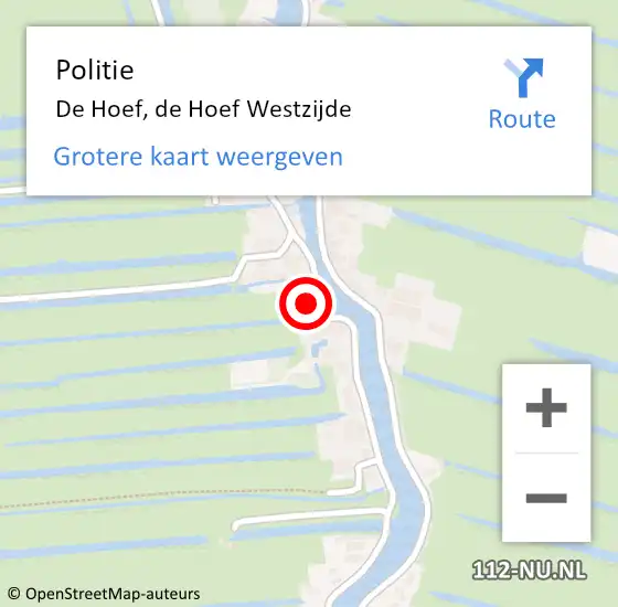 Locatie op kaart van de 112 melding: Politie De Hoef, de Hoef Westzijde op 4 september 2022 10:35