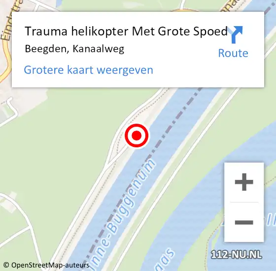 Locatie op kaart van de 112 melding: Trauma helikopter Met Grote Spoed Naar Beegden, Kanaalweg op 4 september 2022 11:19