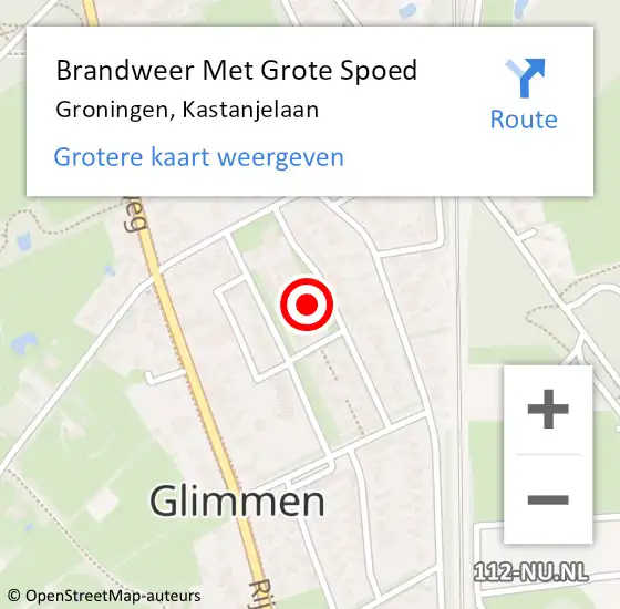 Locatie op kaart van de 112 melding: Brandweer Met Grote Spoed Naar Groningen, Kastanjelaan op 4 september 2022 13:57