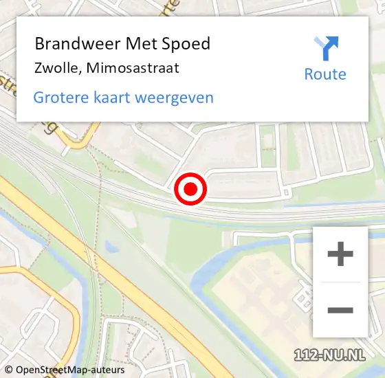Locatie op kaart van de 112 melding: Brandweer Met Spoed Naar Zwolle, Mimosastraat op 4 september 2022 14:15