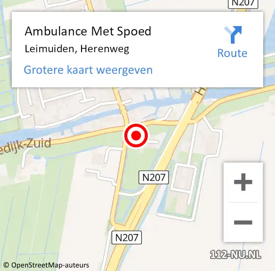 Locatie op kaart van de 112 melding: Ambulance Met Spoed Naar Leimuiden, Herenweg op 4 september 2022 14:26
