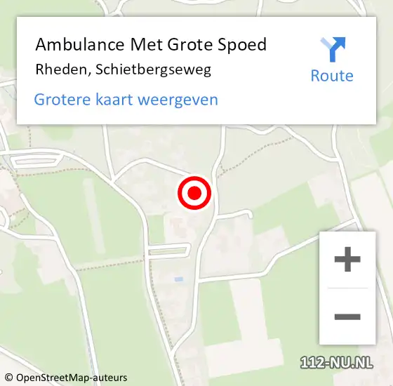 Locatie op kaart van de 112 melding: Ambulance Met Grote Spoed Naar Rheden, Schietbergseweg op 4 september 2022 15:01