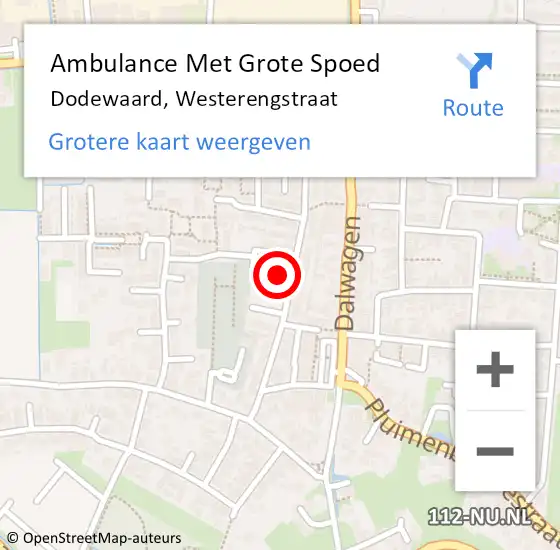 Locatie op kaart van de 112 melding: Ambulance Met Grote Spoed Naar Dodewaard, Westerengstraat op 4 september 2022 16:03