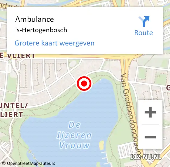 Locatie op kaart van de 112 melding: Ambulance Den Bosch op 4 september 2022 21:29