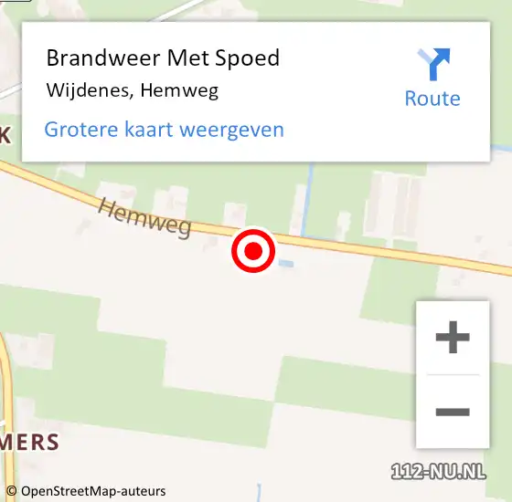 Locatie op kaart van de 112 melding: Brandweer Met Spoed Naar Wijdenes, Hemweg op 4 september 2022 21:29