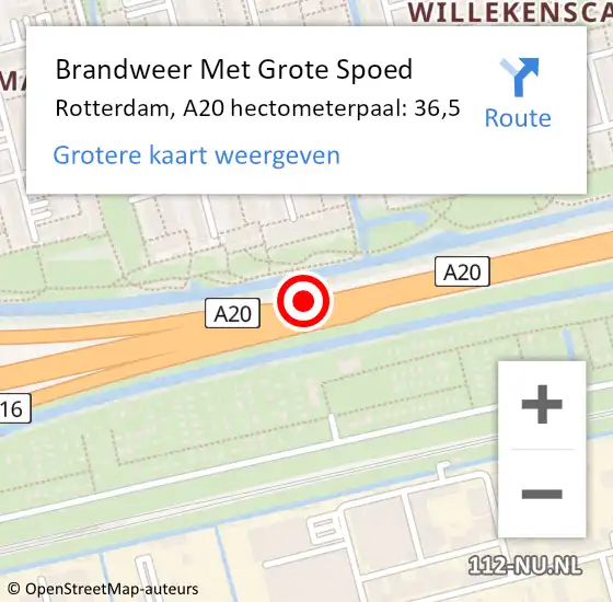 Locatie op kaart van de 112 melding: Brandweer Met Grote Spoed Naar Rotterdam, A20 hectometerpaal: 36,5 op 4 september 2022 23:00