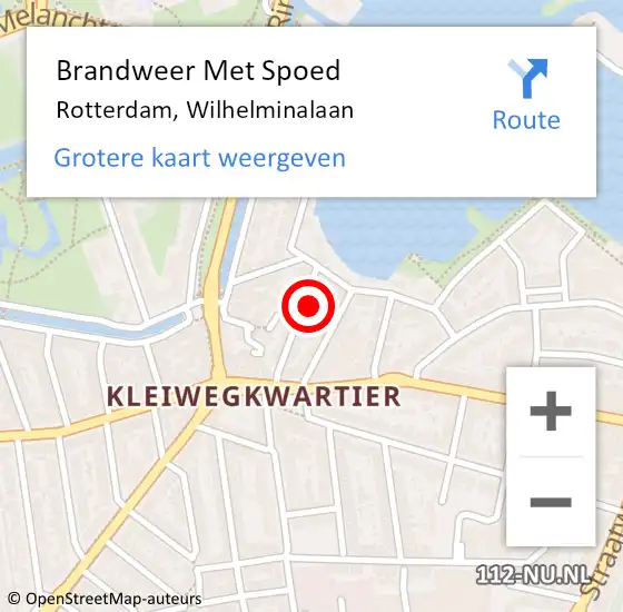 Locatie op kaart van de 112 melding: Brandweer Met Spoed Naar Rotterdam, Wilhelminalaan op 5 september 2022 08:50