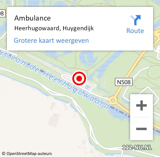 Locatie op kaart van de 112 melding: Ambulance Heerhugowaard, Huygendijk op 5 september 2022 11:06