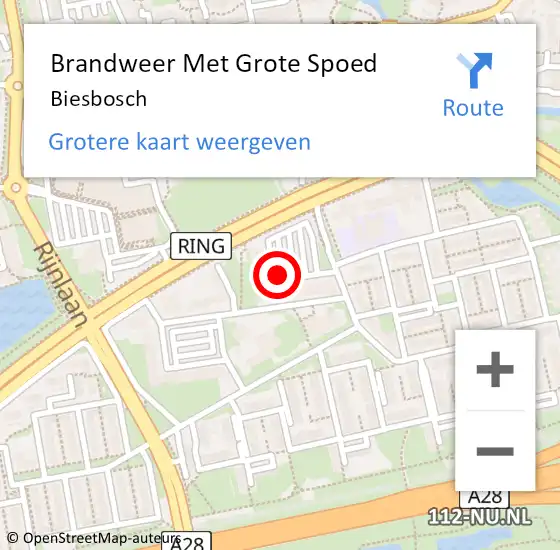 Locatie op kaart van de 112 melding: Brandweer Met Grote Spoed Naar Biesbosch op 5 september 2022 13:57