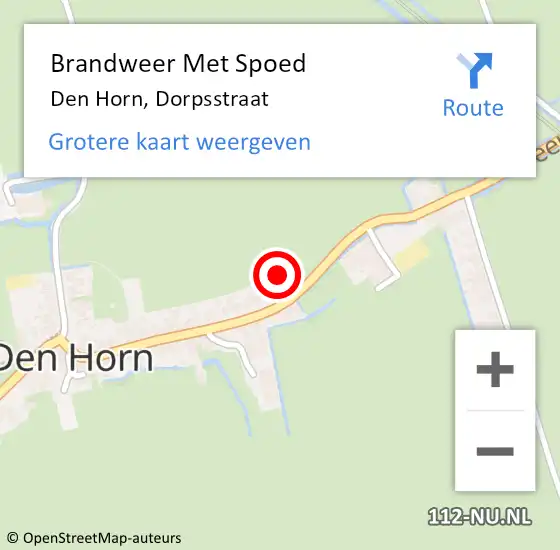 Locatie op kaart van de 112 melding: Brandweer Met Spoed Naar Den Horn, Dorpsstraat op 5 september 2022 14:13