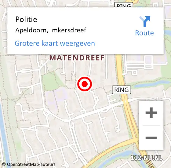 Locatie op kaart van de 112 melding: Politie Apeldoorn, Imkersdreef op 5 september 2022 15:59