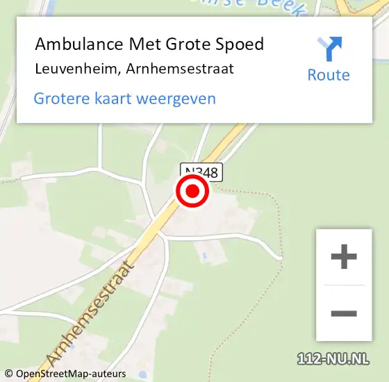 Locatie op kaart van de 112 melding: Ambulance Met Grote Spoed Naar Leuvenheim, Arnhemsestraat op 5 september 2022 16:53