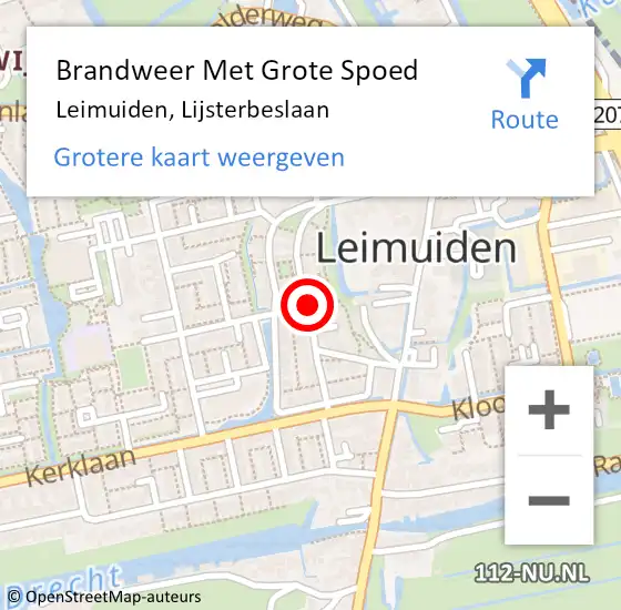 Locatie op kaart van de 112 melding: Brandweer Met Grote Spoed Naar Leimuiden, Lijsterbeslaan op 28 juli 2014 15:12