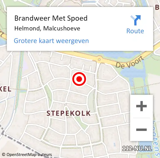 Locatie op kaart van de 112 melding: Brandweer Met Spoed Naar Helmond, Malcushoeve op 5 september 2022 17:49