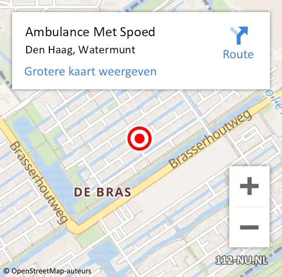 Locatie op kaart van de 112 melding: Ambulance Met Spoed Naar Den Haag, Watermunt op 5 september 2022 18:42