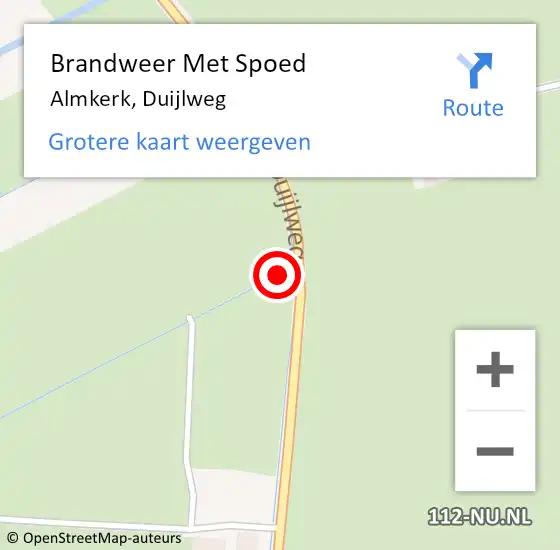 Locatie op kaart van de 112 melding: Brandweer Met Spoed Naar Almkerk, Duijlweg op 5 september 2022 19:11