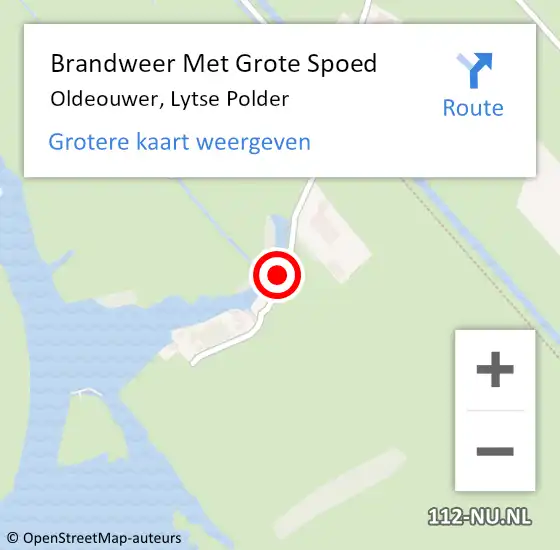 Locatie op kaart van de 112 melding: Brandweer Met Grote Spoed Naar Oldeouwer, Lytse Polder op 5 september 2022 20:06