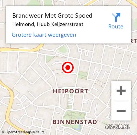 Locatie op kaart van de 112 melding: Brandweer Met Grote Spoed Naar Helmond, Huub Keijzersstraat op 5 september 2022 23:07