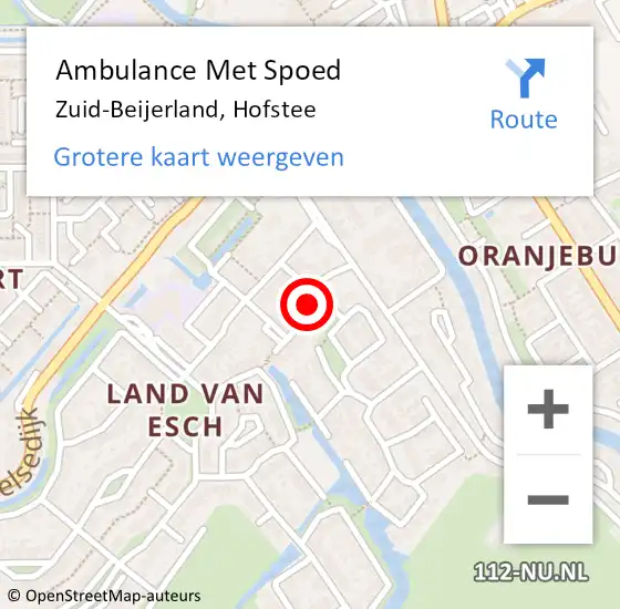 Locatie op kaart van de 112 melding: Ambulance Met Spoed Naar Zuid-Beijerland, Hofstee op 5 september 2022 23:28