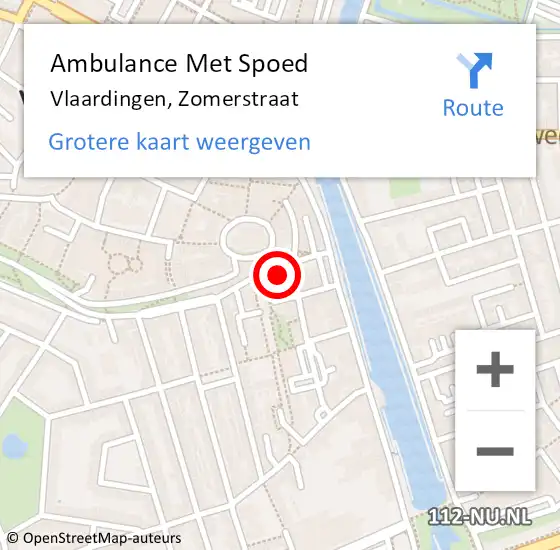 Locatie op kaart van de 112 melding: Ambulance Met Spoed Naar Vlaardingen, Zomerstraat op 6 september 2022 00:07