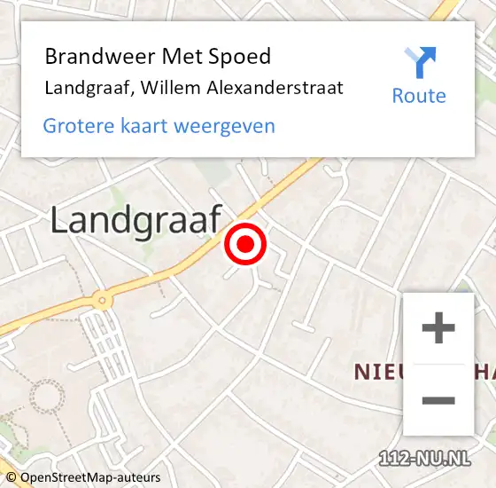 Locatie op kaart van de 112 melding: Brandweer Met Spoed Naar Landgraaf, Willem Alexanderstraat op 6 september 2022 00:14