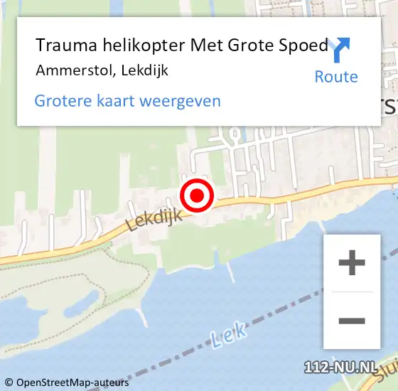 Locatie op kaart van de 112 melding: Trauma helikopter Met Grote Spoed Naar Ammerstol, Lekdijk op 6 september 2022 04:11
