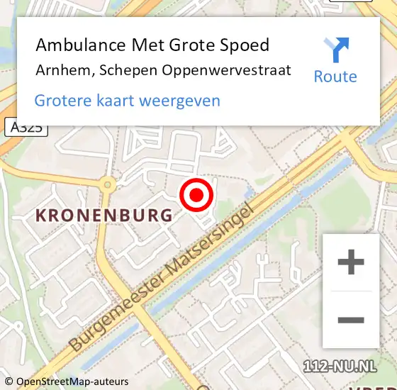 Locatie op kaart van de 112 melding: Ambulance Met Grote Spoed Naar Arnhem, Schepen Oppenwervestraat op 6 september 2022 05:50