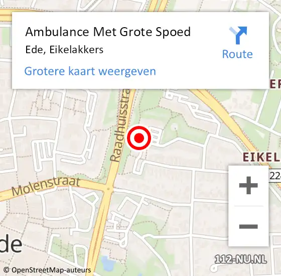 Locatie op kaart van de 112 melding: Ambulance Met Grote Spoed Naar Ede, Eikelakkers op 6 september 2022 06:12