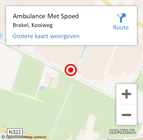 Locatie op kaart van de 112 melding: Ambulance Met Spoed Naar Brakel, Kooiweg op 6 september 2022 07:15