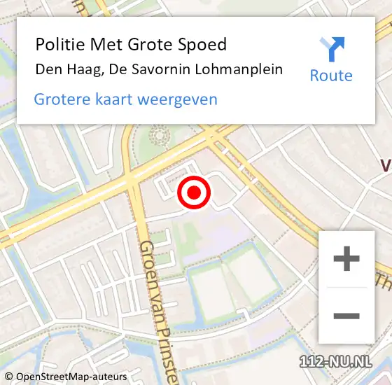 Locatie op kaart van de 112 melding: Politie Met Grote Spoed Naar Den Haag, De Savornin Lohmanplein op 6 september 2022 08:20