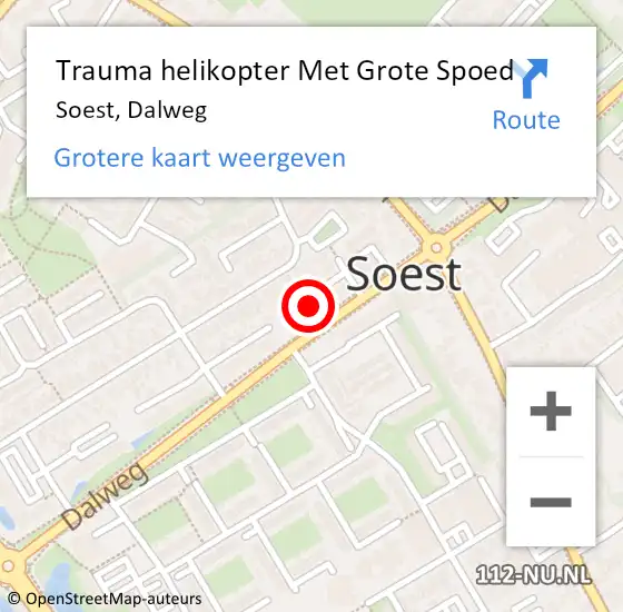 Locatie op kaart van de 112 melding: Trauma helikopter Met Grote Spoed Naar Soest, Dalweg op 6 september 2022 10:26