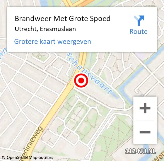Locatie op kaart van de 112 melding: Brandweer Met Grote Spoed Naar Utrecht, Erasmuslaan op 28 juli 2014 15:54