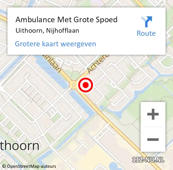 Locatie op kaart van de 112 melding: Ambulance Met Grote Spoed Naar Uithoorn, Nijhofflaan op 6 september 2022 12:02