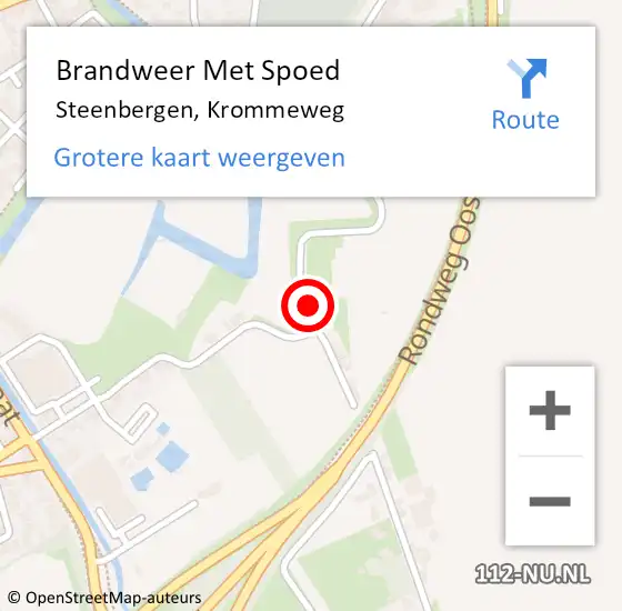 Locatie op kaart van de 112 melding: Brandweer Met Spoed Naar Steenbergen, Krommeweg op 6 september 2022 13:50