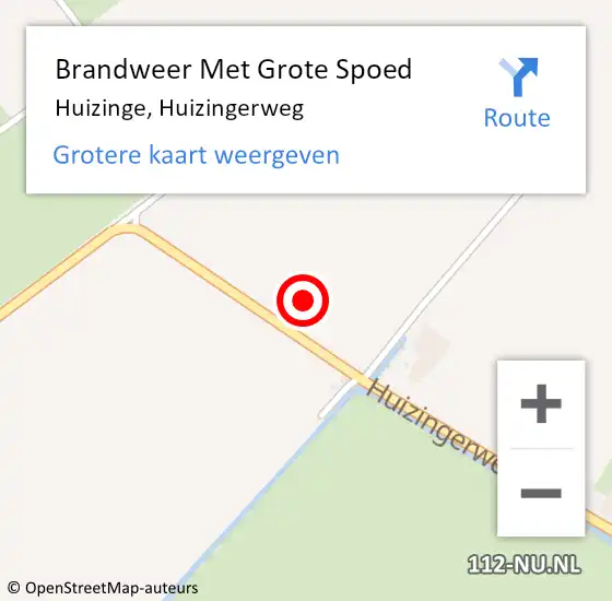 Locatie op kaart van de 112 melding: Brandweer Met Grote Spoed Naar Huizinge, Huizingerweg op 6 september 2022 14:05